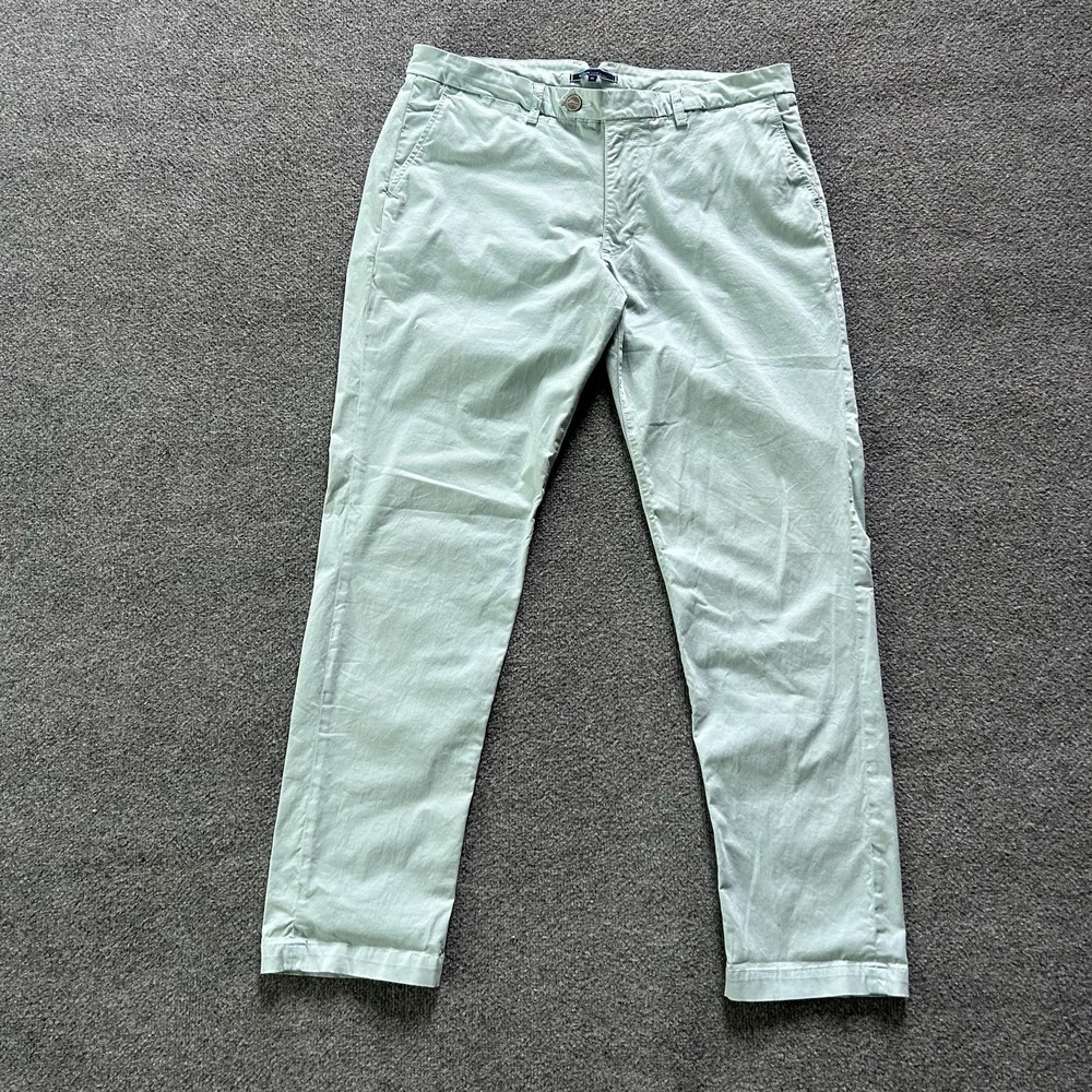 Shore Pants Mens 36x30 Green Stretch Chino Canvas Made USA Casual Spring